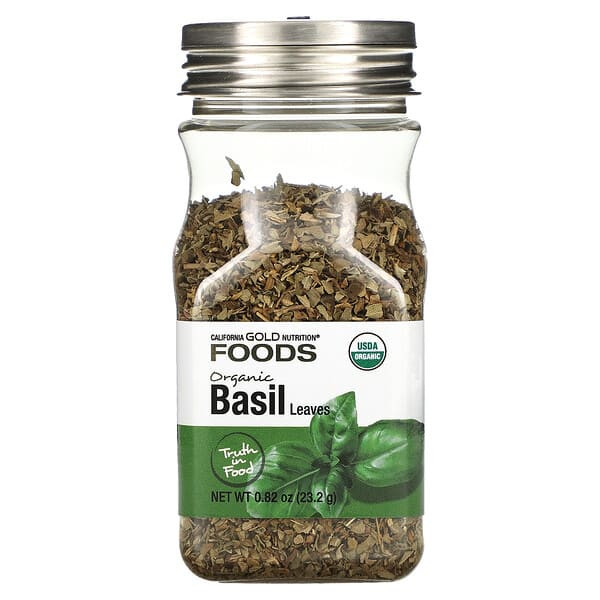 <img alt="California Gold Nutrition, Foods, Organic Basil Leaves, 0.82 oz (23.2 g)" title="California Gold Nutrition, Foods, Organic Basil Leaves, 0.82 oz (23.2 g),898220020416"