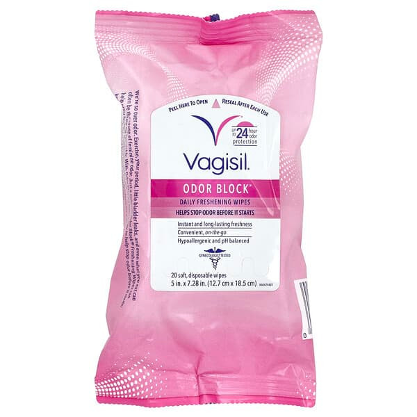 <img alt="Vagisil, Odor Block Daily Freshening Wipes,  20 Soft, Disposable Wipes" title="Vagisil, Odor Block Daily Freshening Wipes,  20 Soft, Disposable Wipes,011509060471"
