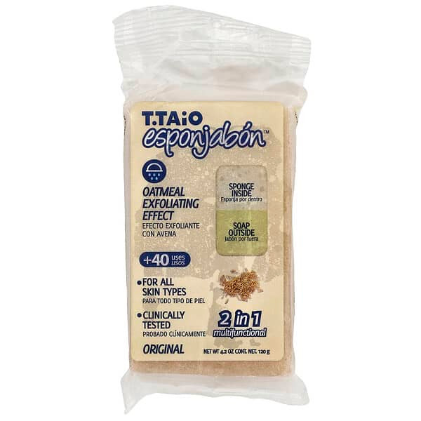 <img alt="T. Taio, Soap Bar With Sponge Inside, Oatmeal, 4.2 oz (120 g)" title="T. Taio, Soap Bar With Sponge Inside, Oatmeal, 4.2 oz (120 g),741021001194"