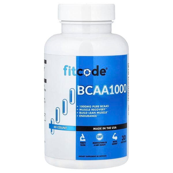 <img alt="fitcode, BCAA 1,000, 60 Capsules" title="fitcode, BCAA 1,000, 60 Capsules,818901029040"