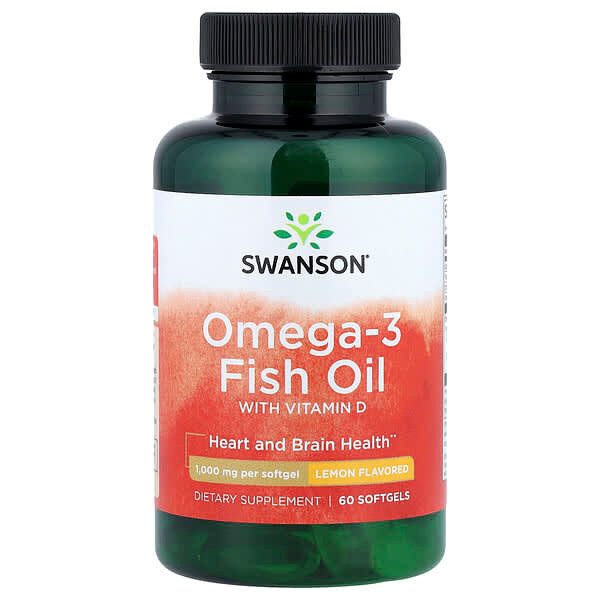 <img alt="Swanson Vitamins, Omega-3 Fish Oil with Vitamin D, Lemon, 60 Softgels" title="Swanson Vitamins, Omega-3 Fish Oil with Vitamin D, Lemon, 60 Softgels,087614113098"