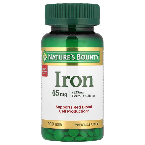 <img alt="Natures Bounty, Iron, 65 mg, 100 Tablets" title="Natures Bounty, Iron, 65 mg, 100 Tablets,074312413834"
