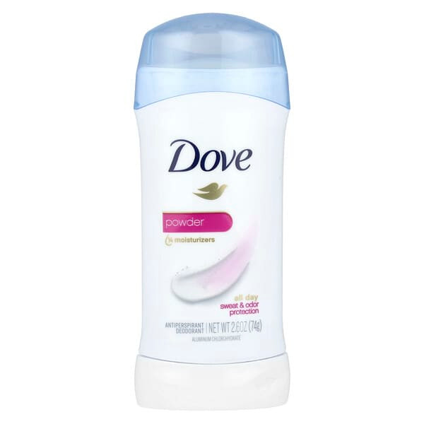 <img alt="Dove, Antiperspirant Deodorant, Powder, 2.6 oz (74 g)" title="Dove, Antiperspirant Deodorant, Powder, 2.6 oz (74 g),079400507204"