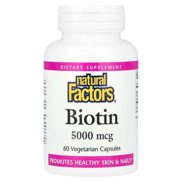 <img alt="Natural Factors, Biotin, 5,000 mcg, 60 Vegetarian Capsules" title="Natural Factors, Biotin, 5,000 mcg, 60 Vegetarian Capsules,068958012629"
