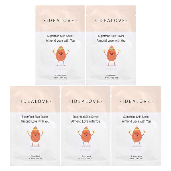 <img alt="Idealove, Superfood Skin Savior, Almond Love with You, 5 Beauty Sheet Masks, 0.68 fl oz (20 ml) Each" title="Idealove, Superfood Skin Savior, Almond Love with You, 5 Beauty Sheet Masks, 0.68 fl oz (20 ml) Each,898220023134"