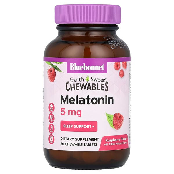 <img alt="Bluebonnet Nutrition, Earth Sweet Chewables, Melatonin, Raspberry, 5 mg, 60 Chewable Tablets" title="Bluebonnet Nutrition, Earth Sweet Chewables, Melatonin, Raspberry, 5 mg, 60 Chewable Tablets,743715009967"