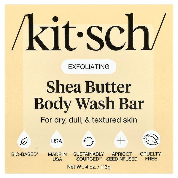 <img alt="Kitsch, Exfoliating Shea Butter Body Wash Bar, For Dry, Dull, & Textured Skin, Almond & Cherry, 4 oz (113 g)" title="Kitsch, Exfoliating Shea Butter Body Wash Bar, For Dry, Dull, & Textured Skin, Almond & Cherry, 4 oz (113 g),819677029852"