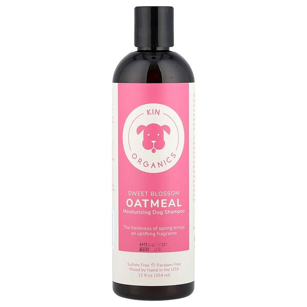 <img alt="Kin+Kind, Organic Oatmeal Moisturizing Dog Shampoo, Sweet Blossom , 12 fl oz (354 ml)" title="Kin+Kind, Organic Oatmeal Moisturizing Dog Shampoo, Sweet Blossom , 12 fl oz (354 ml),854362006473"