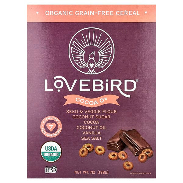 <img alt="Lovebird, Organic Grain-Free Cereal, Cocoa Os, 7 oz (198 g)" title="Lovebird, Organic Grain-Free Cereal, Cocoa Os, 7 oz (198 g),860005141944"