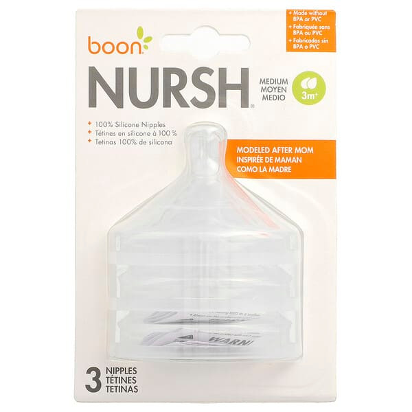 <img alt="Boon, Nursh, Silicon Nipples, Medium, 3 Months+, 3 Nipples" title="Boon, Nursh, Silicon Nipples, Medium, 3 Months+, 3 Nipples,669028112333"