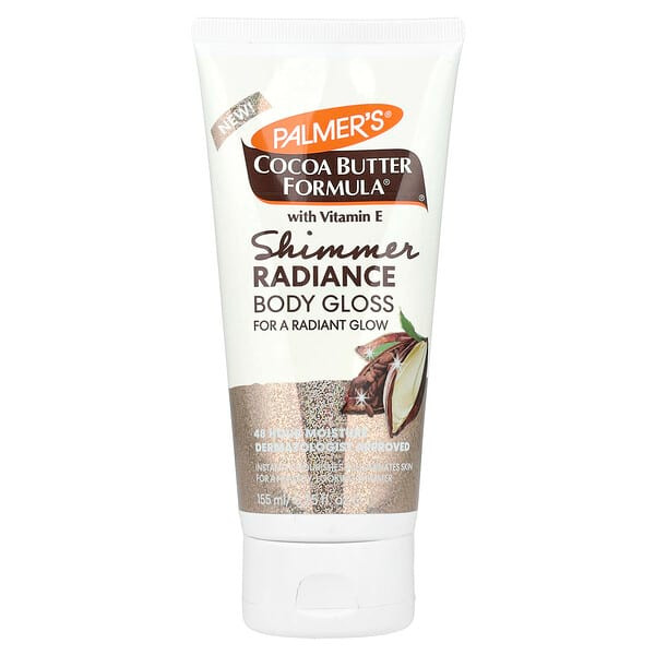 <img alt="Palmers, Cocoa Butter Formula with Vitamin E, Shimmer Radiance Body Gloss, 5.25 fl oz (155 ml)" title="Palmers, Cocoa Butter Formula with Vitamin E, Shimmer Radiance Body Gloss, 5.25 fl oz (155 ml),010181043710"