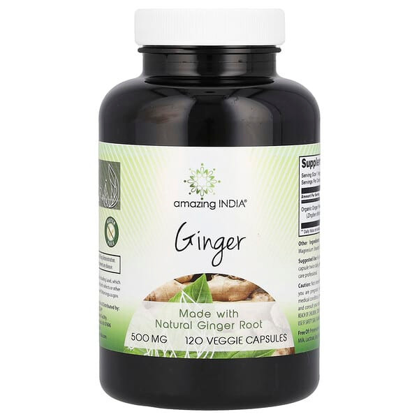 <img alt="Amazing India, Ginger , 500 mg , 120 Veggie Capsules" title="Amazing India, Ginger , 500 mg , 120 Veggie Capsules,819209020234"