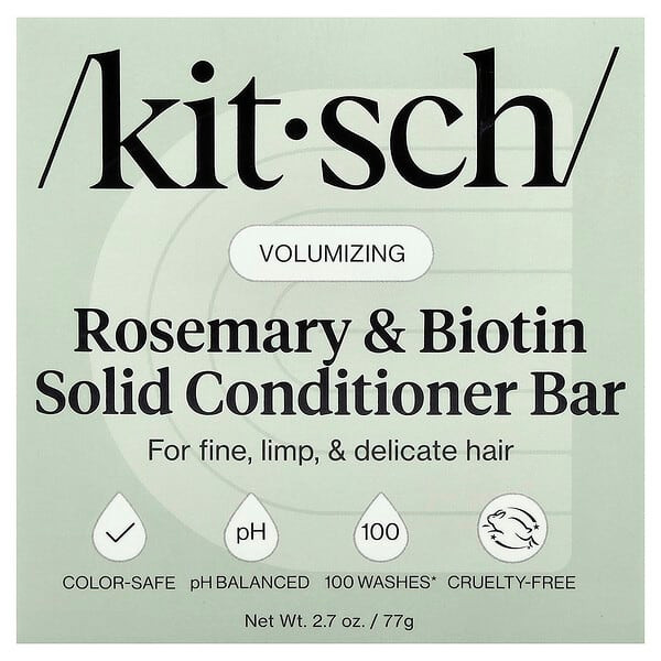 <img alt="Kitsch, Rosemary & Biotin Volumizing Solid Conditioner Bar, For Fine, Limp, & Delicate Hair, Sweet Lavender & Rosemary, 2.7 oz (77 g)" title="Kitsch, Rosemary & Biotin Volumizing Solid Conditioner Bar, For Fine, Limp, & Delicate Hair, Sweet Lavender & Rosemary, 2.7 oz (77 g),810112564952"