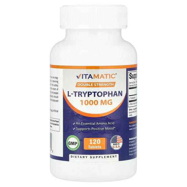 <img alt="Vitamatic, L-Tryptophan, 1,000 mg, 120 Tablets" title="Vitamatic, L-Tryptophan, 1,000 mg, 120 Tablets,810078471424"