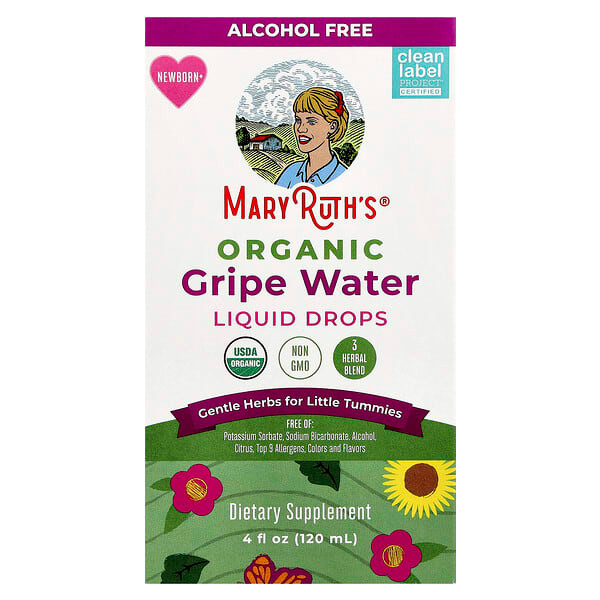 <img alt="MaryRuths, Organic Gripe Water Liquid Drops, Newborn+, 4 fl oz (120 ml)" title="MaryRuths, Organic Gripe Water Liquid Drops, Newborn+, 4 fl oz (120 ml),810104622042"