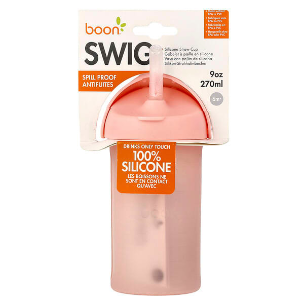 <img alt="Boon, Swig Silicone Straw Cup, 6m+, Pink, 9 oz (270 ml)" title="Boon, Swig Silicone Straw Cup, 6m+, Pink, 9 oz (270 ml),669028114511"