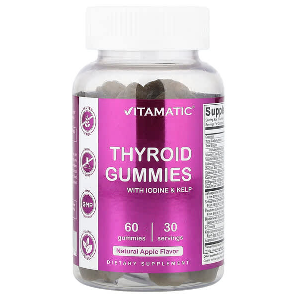 <img alt="Vitamatic, Thyroid Gummies With Iodine & Kelp, Apple, 60 Gummies" title="Vitamatic, Thyroid Gummies With Iodine & Kelp, Apple, 60 Gummies,810078471356"