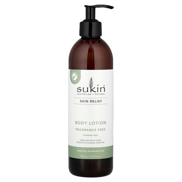 <img alt="Sukin, Skin Relief, Body Lotion, Sensitive, Distressed Skin, Fragrance Free, 16.91 fl oz (500 ml)" title="Sukin, Skin Relief, Body Lotion, Sensitive, Distressed Skin, Fragrance Free, 16.91 fl oz (500 ml),9327693010668"