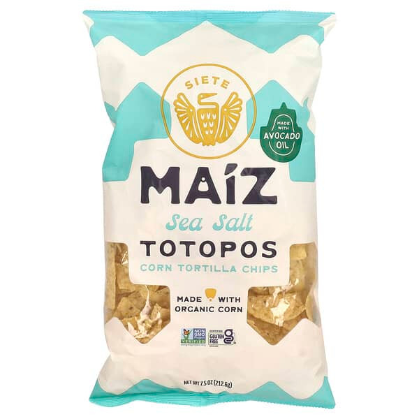 <img alt="Siete, Maiz Totopos Corn Tortilla Chips, Sea Salt, 7.5 oz (212.6 g)" title="Siete, Maiz Totopos Corn Tortilla Chips, Sea Salt, 7.5 oz (212.6 g),810091780596"