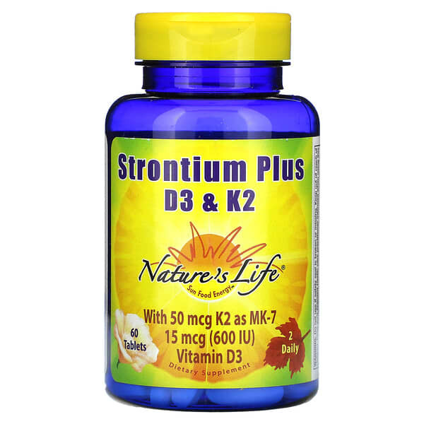 <img alt="Natures Life, Strontium Plus D3 &K2, 60 Tablets" title="Natures Life, Strontium Plus D3 &K2, 60 Tablets,040647857209"