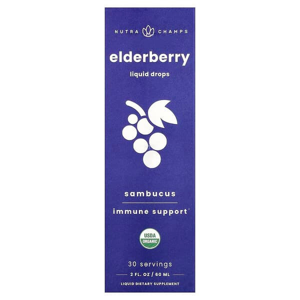 <img alt="NutraChamps, Elderberry, Sambucus, Liquid Drops, 2 fl oz (60 ml)" title="NutraChamps, Elderberry, Sambucus, Liquid Drops, 2 fl oz (60 ml),621983990241"