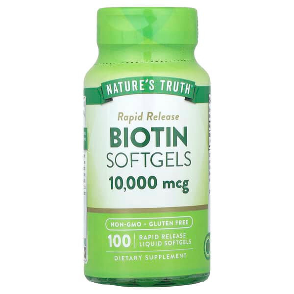 <img alt="Natures Truth, Biotin, 10,000 mcg, 100 Rapid Release Liquid Softgels" title="Natures Truth, Biotin, 10,000 mcg, 100 Rapid Release Liquid Softgels,840093115423"