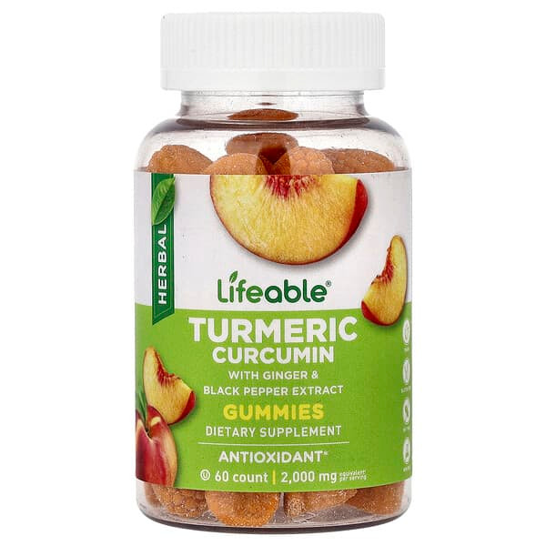 <img alt="Lifeable, Turmeric Curcumin Gummies, Peach, 60 Gummies" title="Lifeable, Turmeric Curcumin Gummies, Peach, 60 Gummies,810102730923"