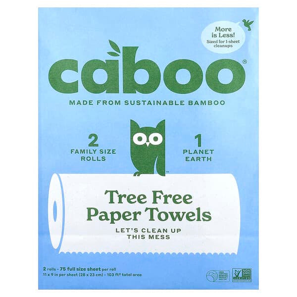 <img alt="Caboo, Tree Free Paper Towels, 2 Rolls" title="Caboo, Tree Free Paper Towels, 2 Rolls,628451738671"