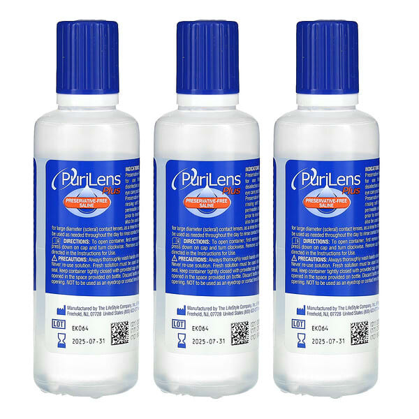 <img alt="Purilens, Plus Preservative-Free Saline, 3 Bottles, 4 fl oz (120 ml) Each" title="Purilens, Plus Preservative-Free Saline, 3 Bottles, 4 fl oz (120 ml) Each,830002000087"