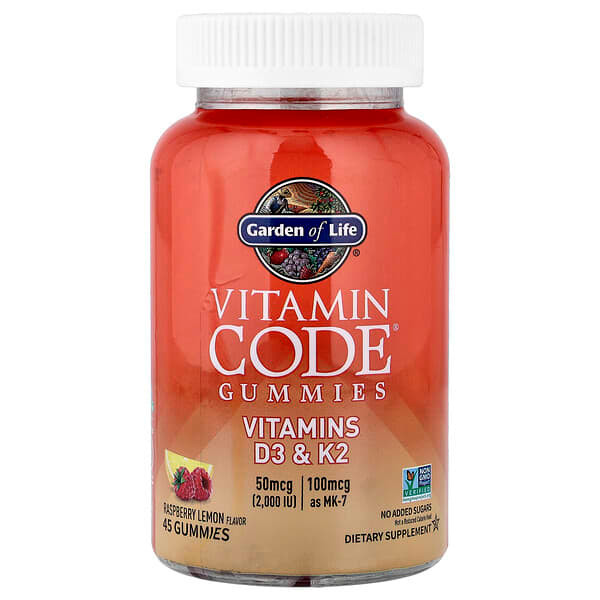 <img alt="Garden of Life, Vitamin Code Gummies, Vitamins D3 & K2, Raspberry Lemon, 45 Gummies" title="Garden of Life, Vitamin Code Gummies, Vitamins D3 & K2, Raspberry Lemon, 45 Gummies,658010133265"