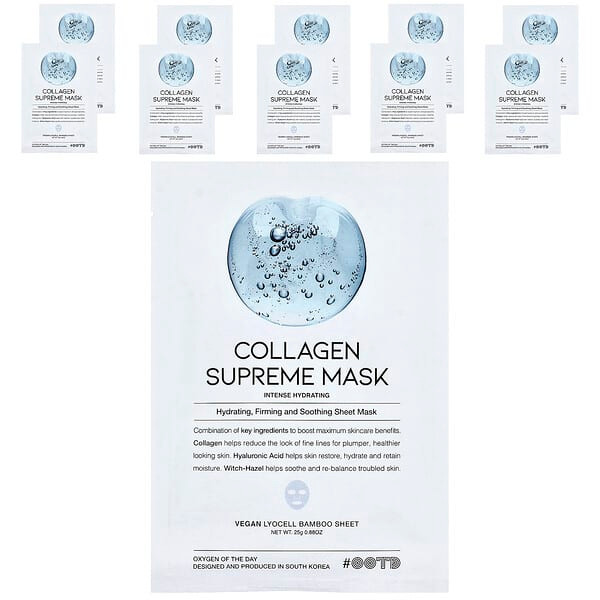 <img alt="OOTD, Collagen Supreme Beauty Mask, 10 Sheets, 0.88 oz (25 g) Each" title="OOTD, Collagen Supreme Beauty Mask, 10 Sheets, 0.88 oz (25 g) Each,8809349812068"