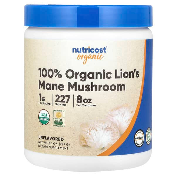 <img alt="Nutricost, 100% Organic Lions Mane Mushroom, Unflavored , 8.1 oz (227 g)" title="Nutricost, 100% Organic Lions Mane Mushroom, Unflavored , 8.1 oz (227 g),810139571247"