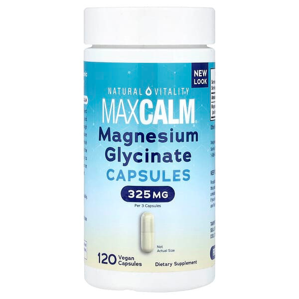 Natural Vitality, MAXCALM, Magnesium Glycinate, 120 Vegan Capsules (108 mg per Capsule)