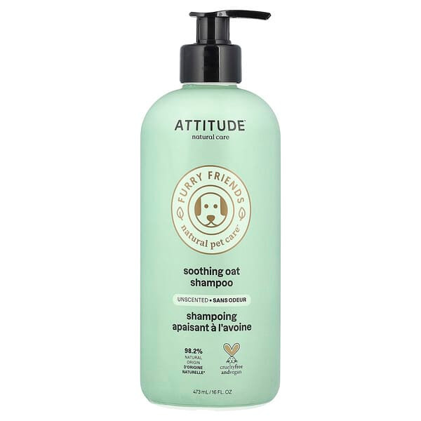 ATTITUDE, Furry Friends, Natural Pet Care, Soothing Oat Shampoo, Unscented, 16 fl oz (473 ml)