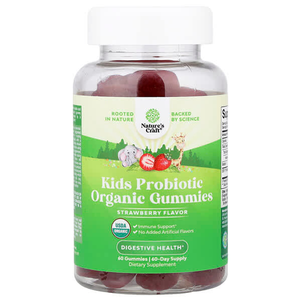 <img alt="Natures Craft, Kids Probiotic Organic Gummies, Strawberry, 60 Gummies" title="Natures Craft, Kids Probiotic Organic Gummies, Strawberry, 60 Gummies,850060932014"