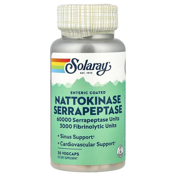<img alt="Solaray, Nattokinase Serrapeptase, Enteric Coated, 30 VegCaps" title="Solaray, Nattokinase Serrapeptase, Enteric Coated, 30 VegCaps,076280937145"
