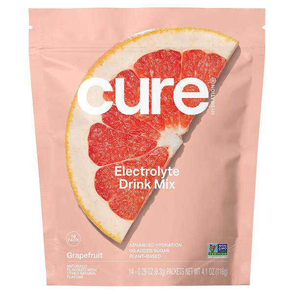 <img alt="Cure Hydration, Hydrating Electrolyte Mix, Grapefruit, 14 Packets, 0.29 oz (8.3 g) Each" title="Cure Hydration, Hydrating Electrolyte Mix, Grapefruit, 14 Packets, 0.29 oz (8.3 g) Each,860003796344"