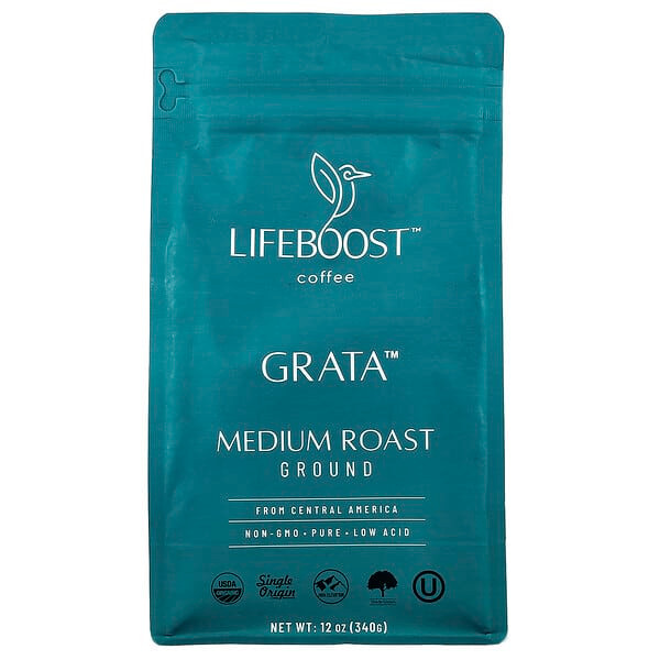 <img alt="Lifeboost, Coffee, Grata, Ground, Medium Roast, 12 oz (340 g)" title="Lifeboost, Coffee, Grata, Ground, Medium Roast, 12 oz (340 g),850072547046"