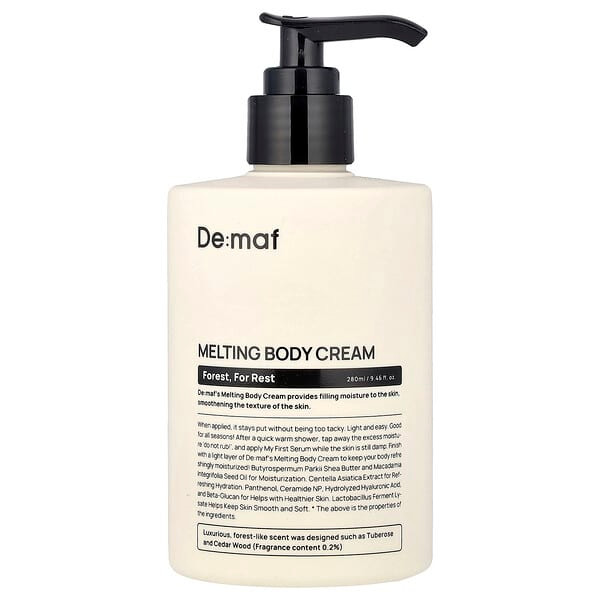 <img alt="De-maf, Melting Body Cream, Forest, For Rest, 9.46 fl oz (280 ml)" title="De-maf, Melting Body Cream, Forest, For Rest, 9.46 fl oz (280 ml),8800272980206"
