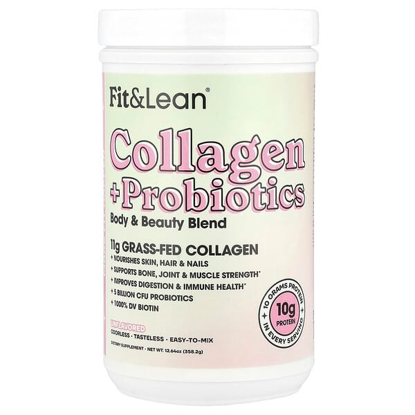 <img alt="Fit & Lean, Collagen + Probiotics, Unflavored, 12.64 oz (358.2 g)" title="Fit & Lean, Collagen + Probiotics, Unflavored, 12.64 oz (358.2 g),666222009438"