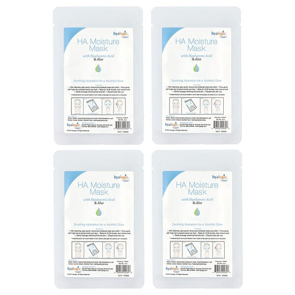 <img alt="Hyalogic, HA Moisture Beauty Mask with Hyaluronic Acid & Aloe, Fragrance Free, 4 Masks, 0.8 oz Each" title="Hyalogic, HA Moisture Beauty Mask with Hyaluronic Acid & Aloe, Fragrance Free, 4 Masks, 0.8 oz Each,858259000360"