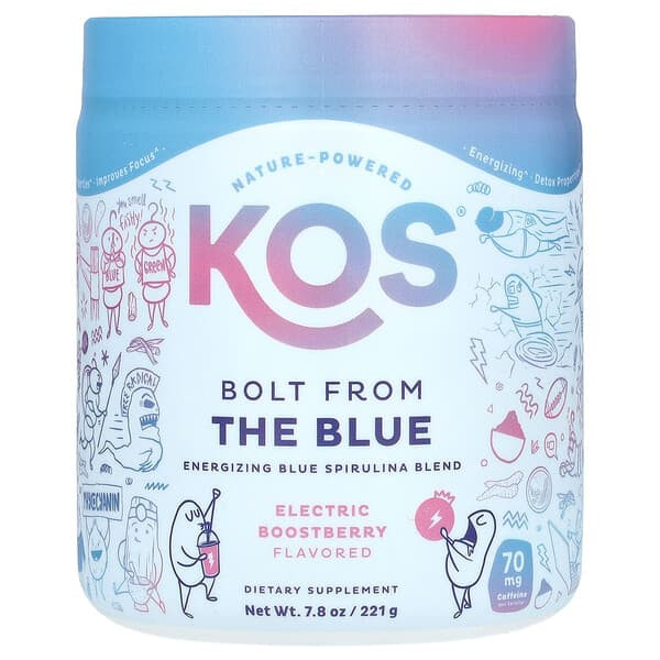 <img alt="KOS, Bolt From The Blue, Energizing Blue Spirulina Blend, Electric Boostberry, 7.8 oz (221 g)" title="KOS, Bolt From The Blue, Energizing Blue Spirulina Blend, Electric Boostberry, 7.8 oz (221 g),850015510625"