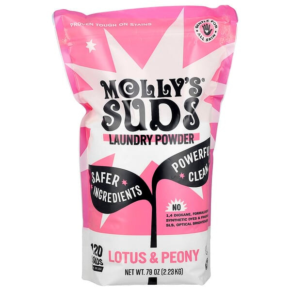 <img alt="Mollys Suds, Laundry Powder, Lotus & Peony, 79 oz (2.23 kg)" title="Mollys Suds, Laundry Powder, Lotus & Peony, 79 oz (2.23 kg),850024701373"