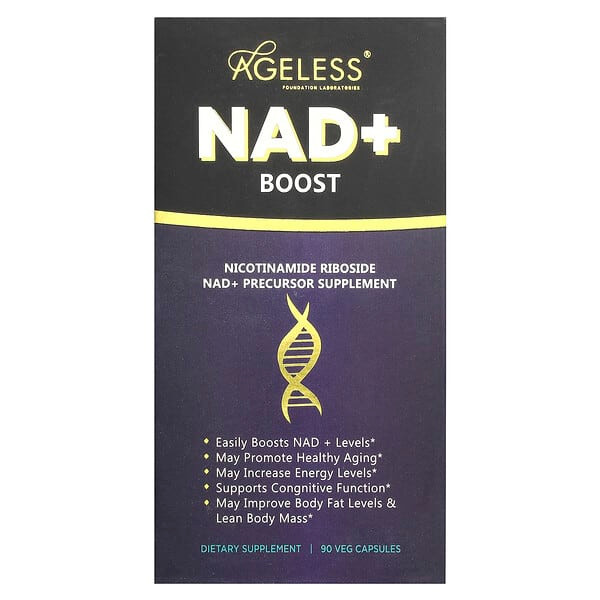<img alt="Ageless Foundation Laboratories, NAD+ Boost, 90 Veg Capsules" title="Ageless Foundation Laboratories, NAD+ Boost, 90 Veg Capsules,860009789999"