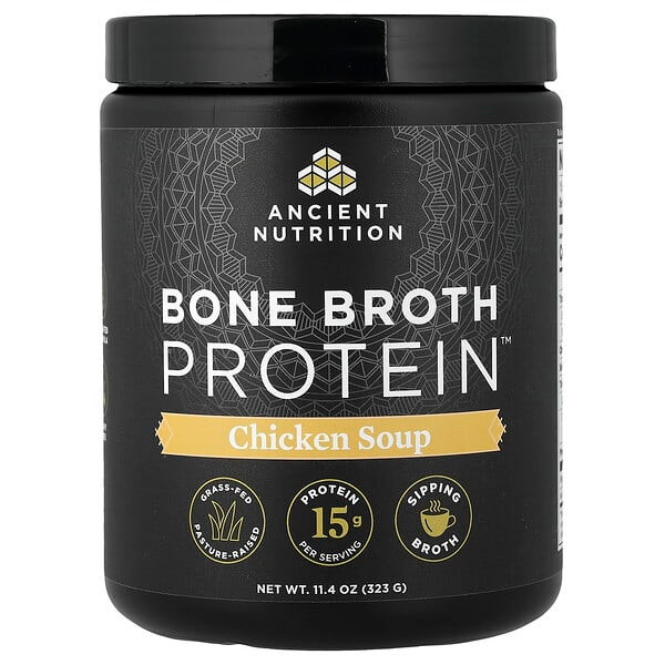 <img alt="Ancient Nutrition, Bone Broth Protein, Chicken Soup, 11.4 oz (323 g)" title="Ancient Nutrition, Bone Broth Protein, Chicken Soup, 11.4 oz (323 g),816401026255"