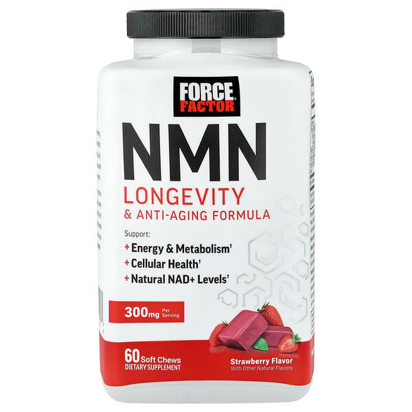 <img alt="Force Factor, NMN, Longevity & Anti-Aging Formula, Strawberry, 60 Soft Chews" title="Force Factor, NMN, Longevity & Anti-Aging Formula, Strawberry, 60 Soft Chews,810126662774"