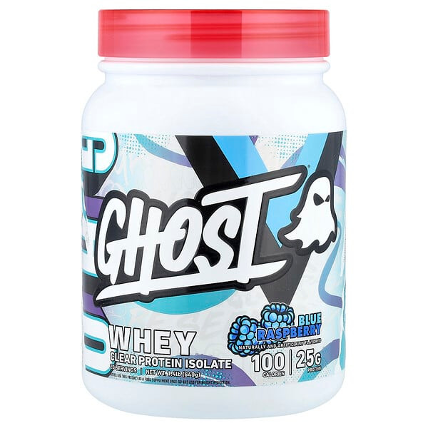 <img alt="Ghost, Whey, Clear Protein Isolate, Blue Raspberry, 1.4 lb (640 g)" title="Ghost, Whey, Clear Protein Isolate, Blue Raspberry, 1.4 lb (640 g),850020382194"