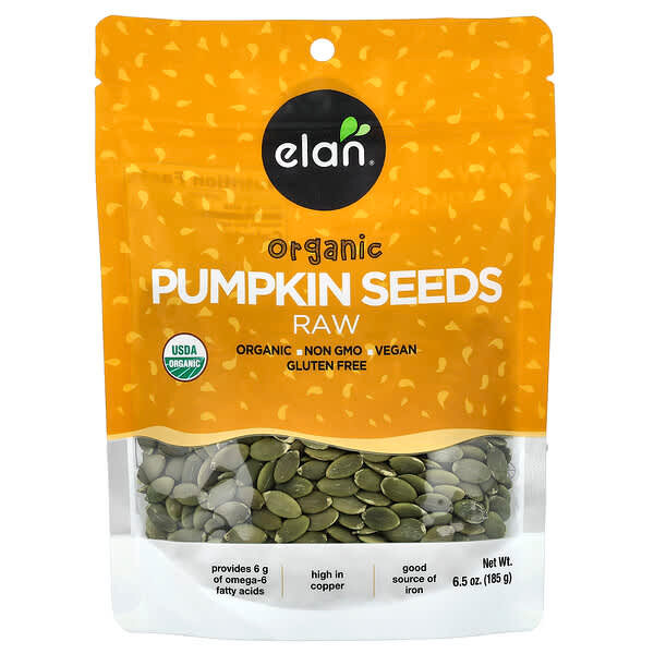<img alt="Elan, Organic Pumpkin Seeds, Raw , 6.5 oz (185 g)" title="Elan, Organic Pumpkin Seeds, Raw , 6.5 oz (185 g),"