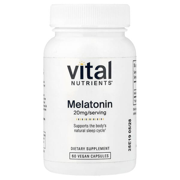 <img alt="Vital Nutrients, Melatonin, 20 mg, 60 Vegan Capsules" title="Vital Nutrients, Melatonin, 20 mg, 60 Vegan Capsules,"