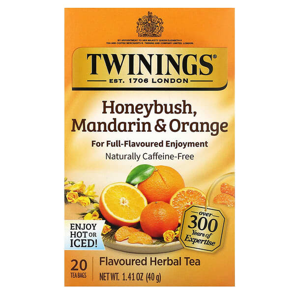 <img alt="Twinings, Flavored Herbal Tea, Honeybush, Mandarin & Orange, Caffeine Free, 20 Tea Bags, 1.41 oz (40 g)" title="Twinings, Flavored Herbal Tea, Honeybush, Mandarin & Orange, Caffeine Free, 20 Tea Bags, 1.41 oz (40 g),070177231279"
